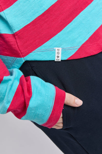 Spritz Stripe L/S Tee - Sea/Pink Stripe