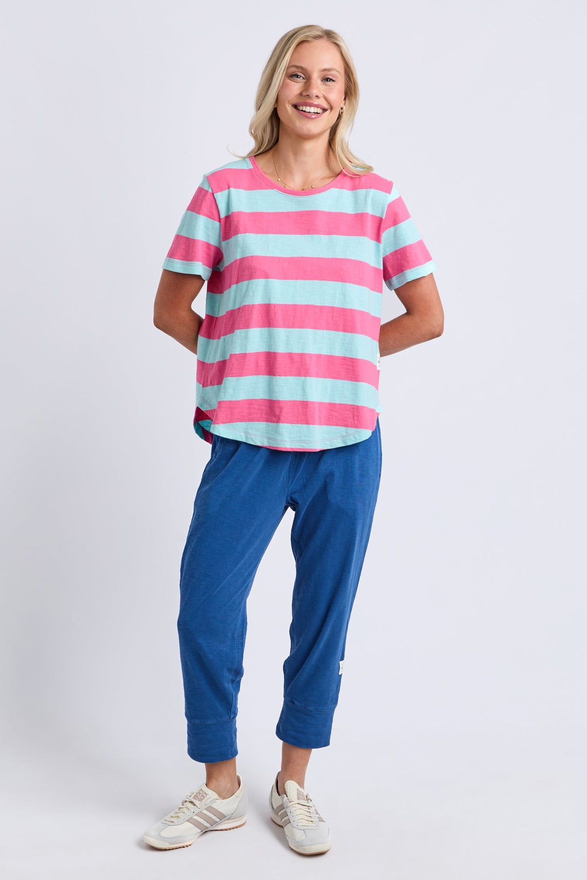 Elm Spritz Stripe S/S Tee - Tblue/Pink Stripe
