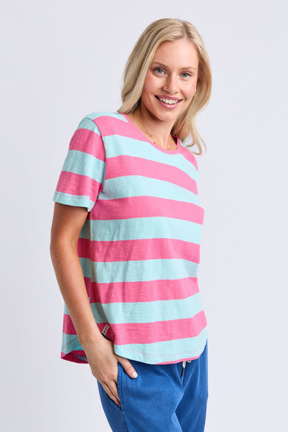 Elm Spritz Stripe S/S Tee - Tblue/Pink Stripe