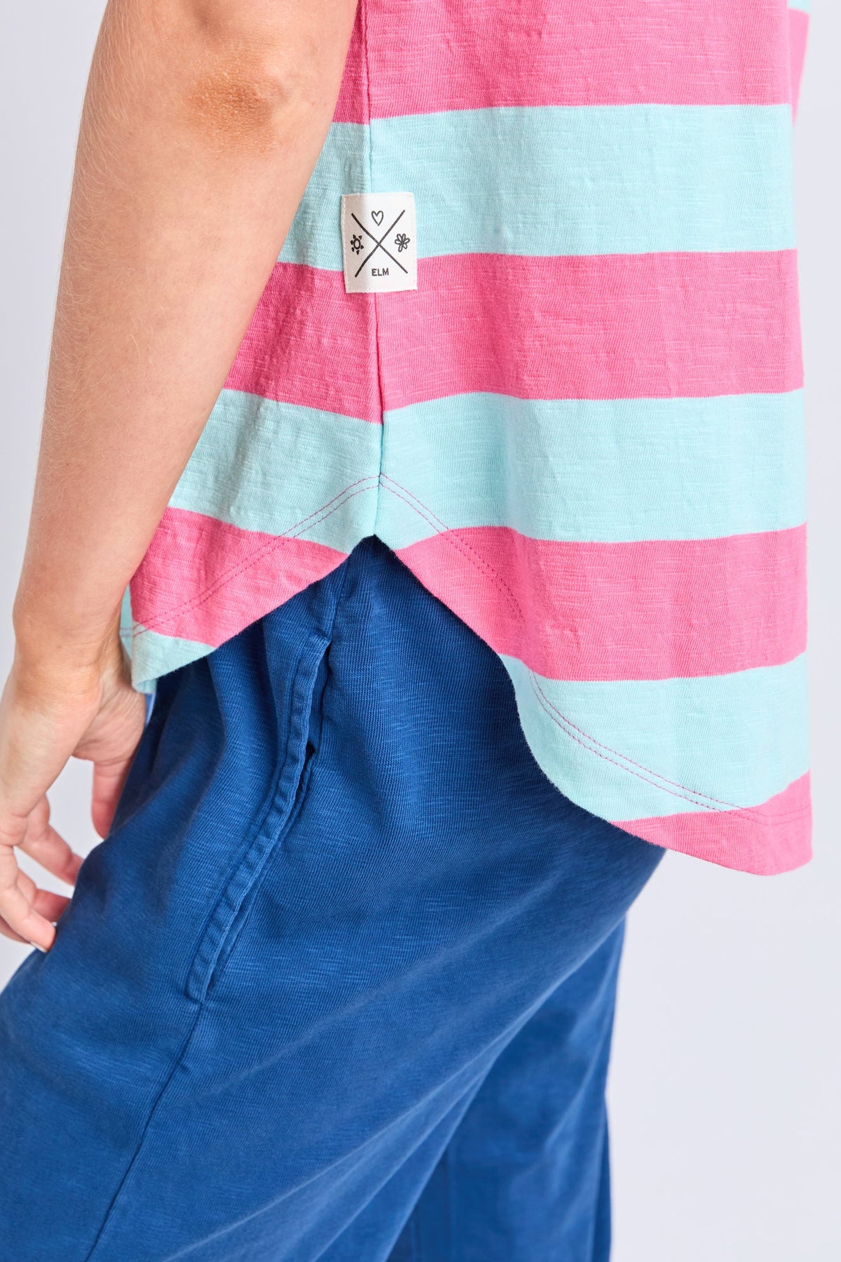 Elm Spritz Stripe S/S Tee - Tblue/Pink Stripe