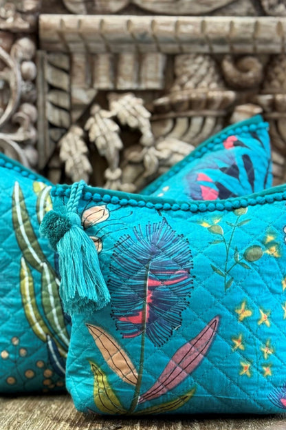 Protea Print Make - Up Bag - Teal