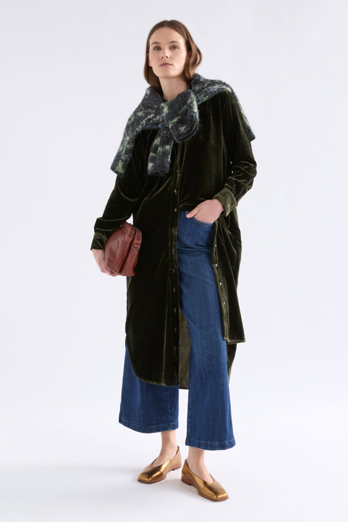 Elk Suuri Velvet Dress - Olive