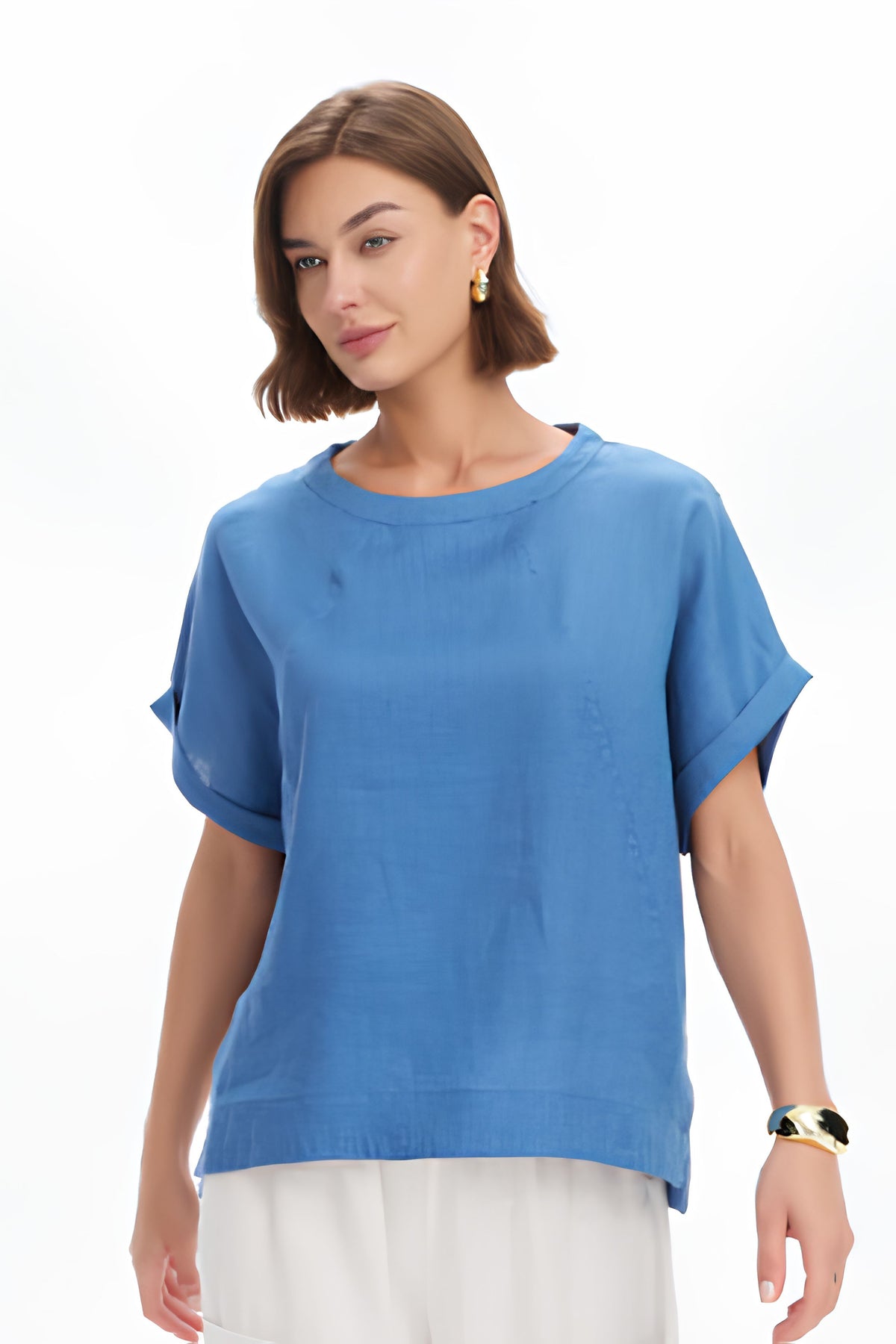 Angled Seam Top - Coastal Blue