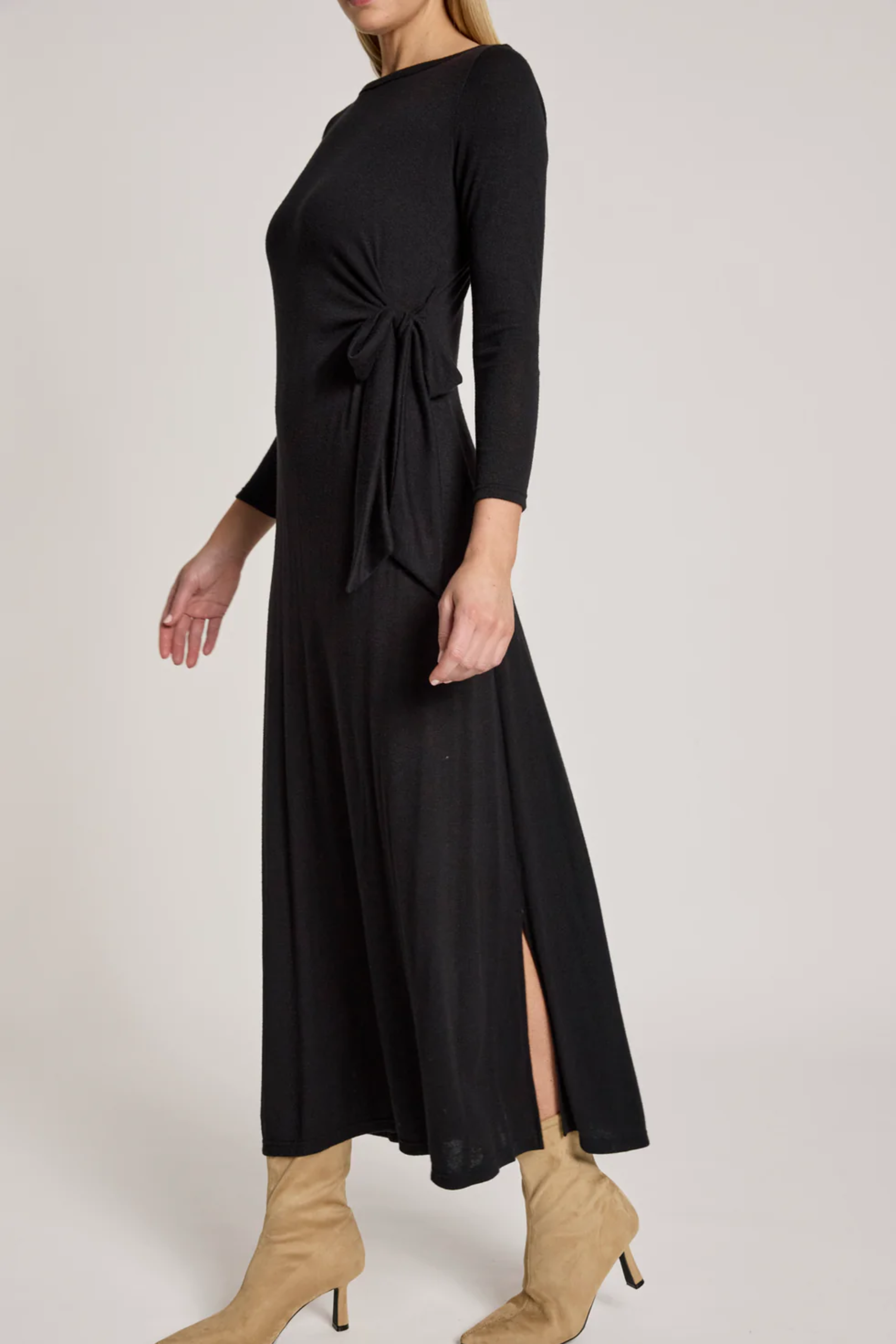 Aria Tie Maxi Dress - Black