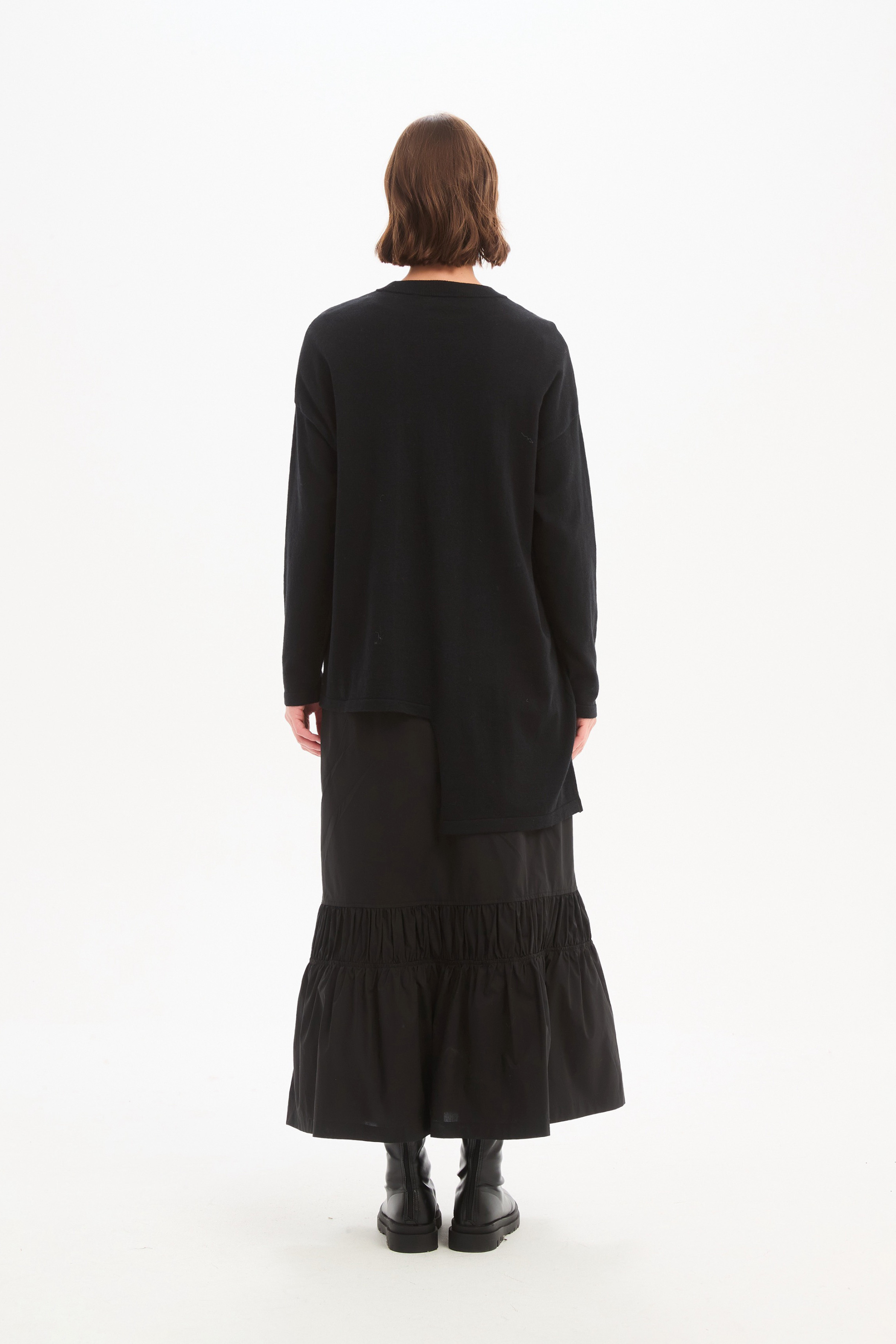 Asymmetric Zip Detail Knit - Black