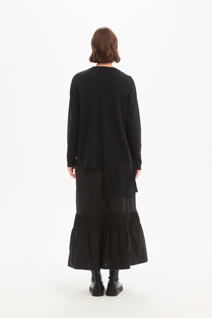 Asymmetric Zip Detail Knit - Black