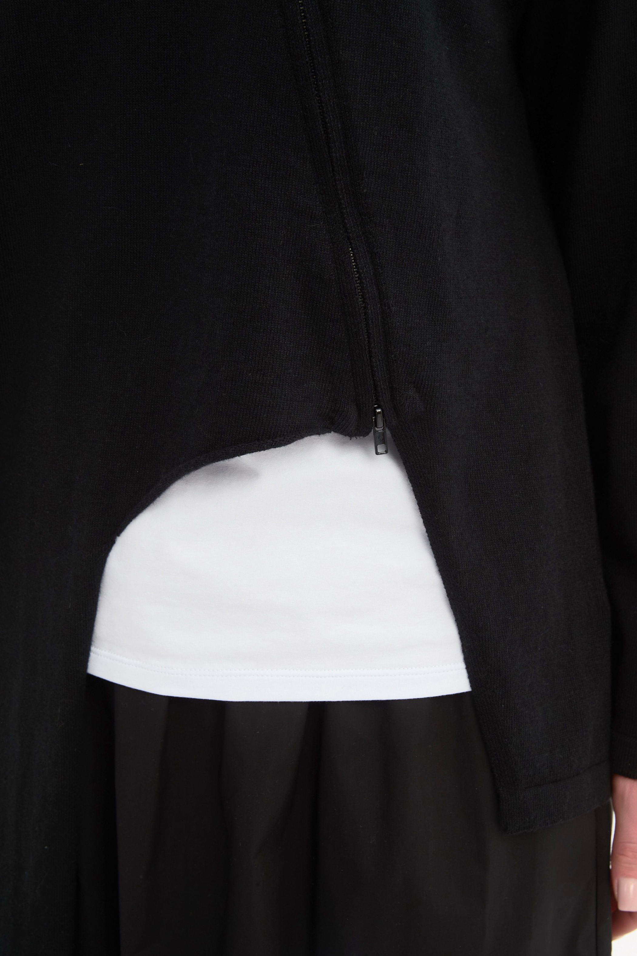 Asymmetric Zip Detail Knit - Black