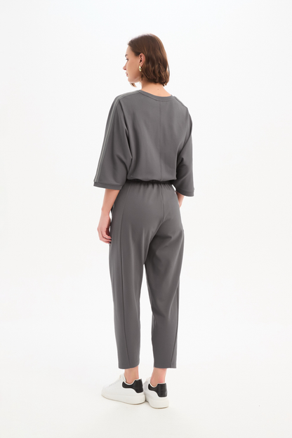 Barrel Leg Lounge Pant - Graphite/Grey Stripe