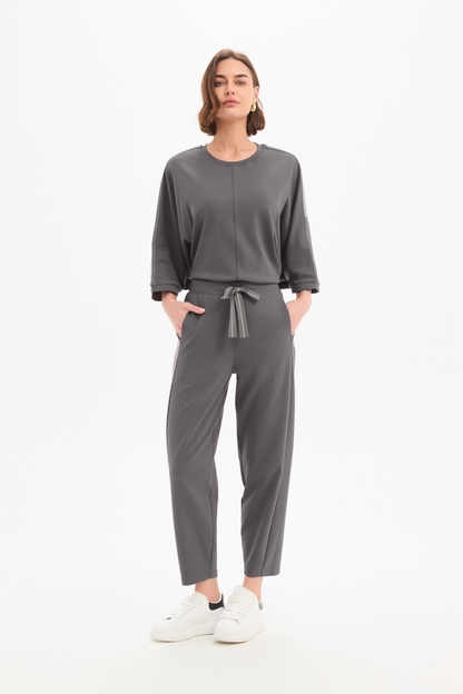 Barrel Leg Lounge Pant - Graphite/Grey Stripe