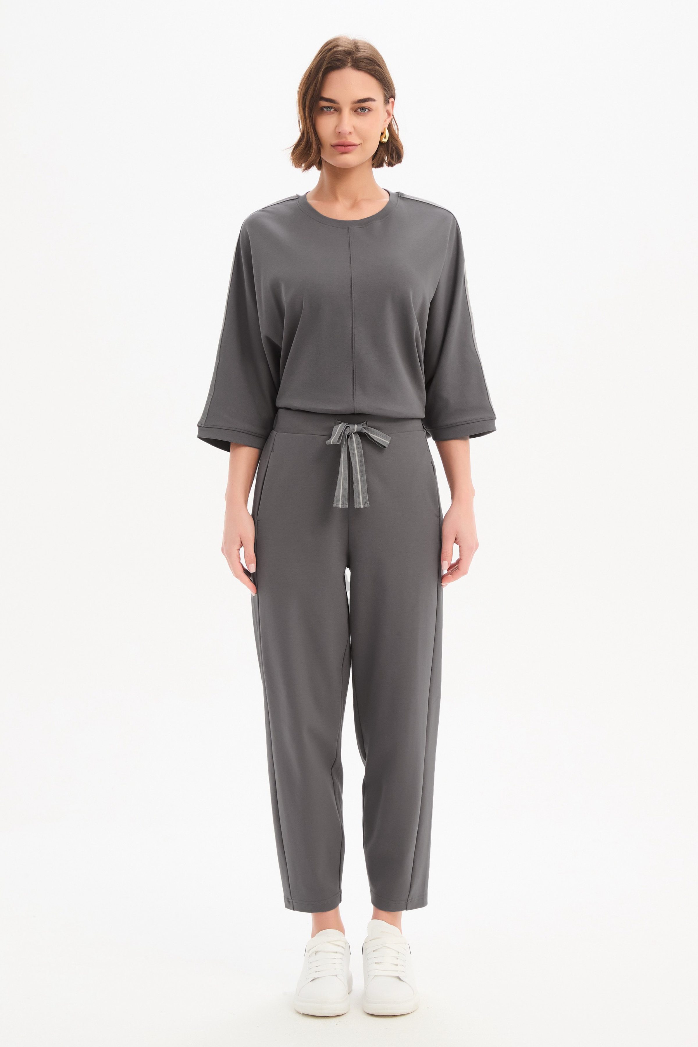 Barrel Leg Lounge Pant - Graphite/Grey Stripe