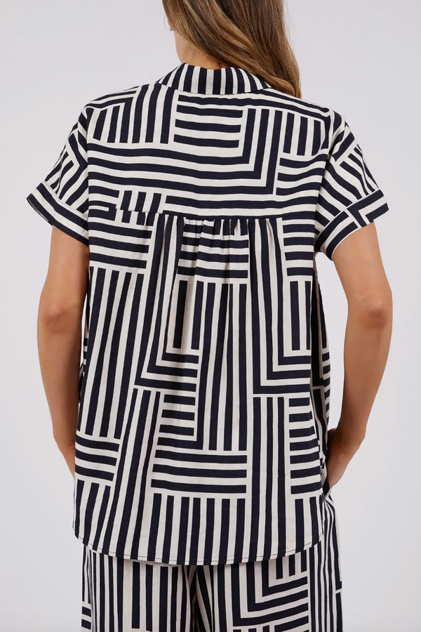 Bauhaus S/S Shirt - Navy/Oat Stripe