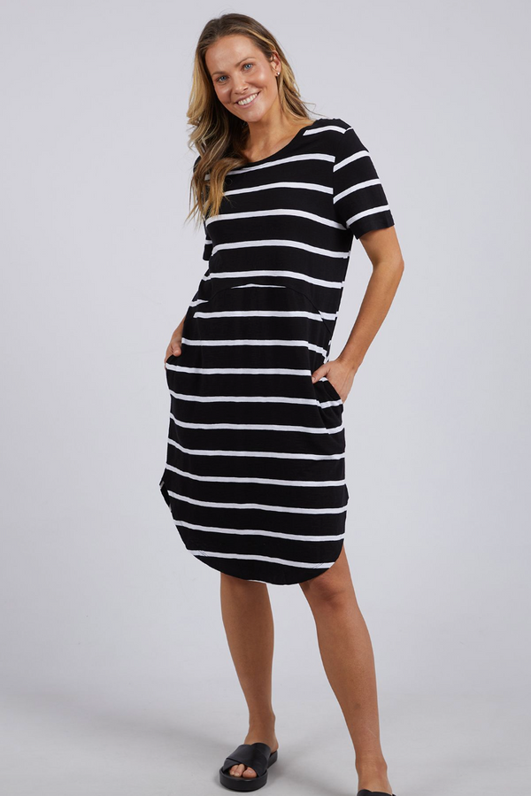 Bay Stripe Dress - Blk/White Stripe