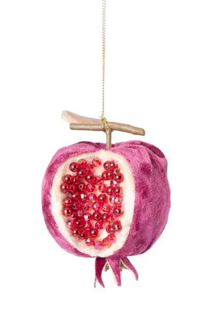 Beaded Pomegranate Decoration - Plum