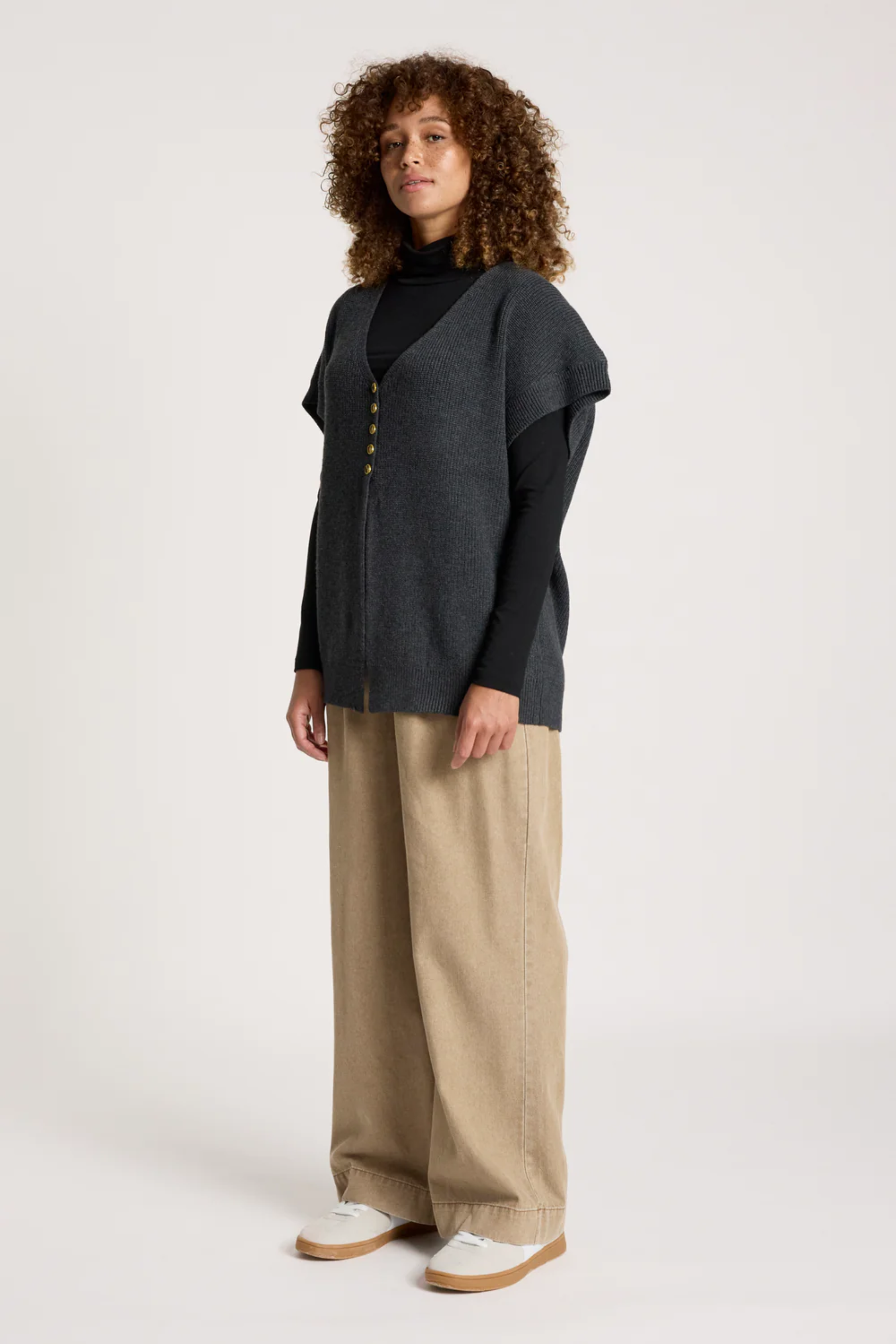 Berber Vest Cardigan - Char