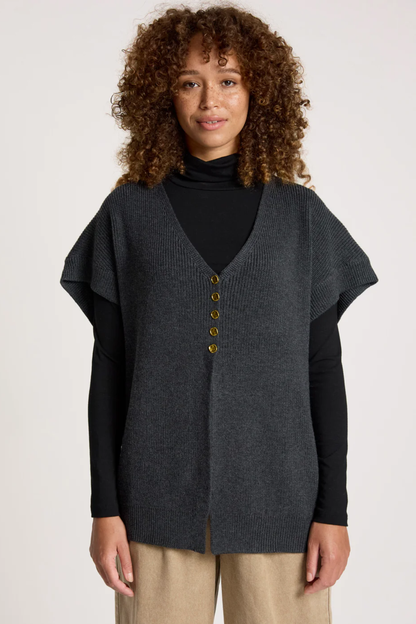 Berber Vest Cardigan - Char