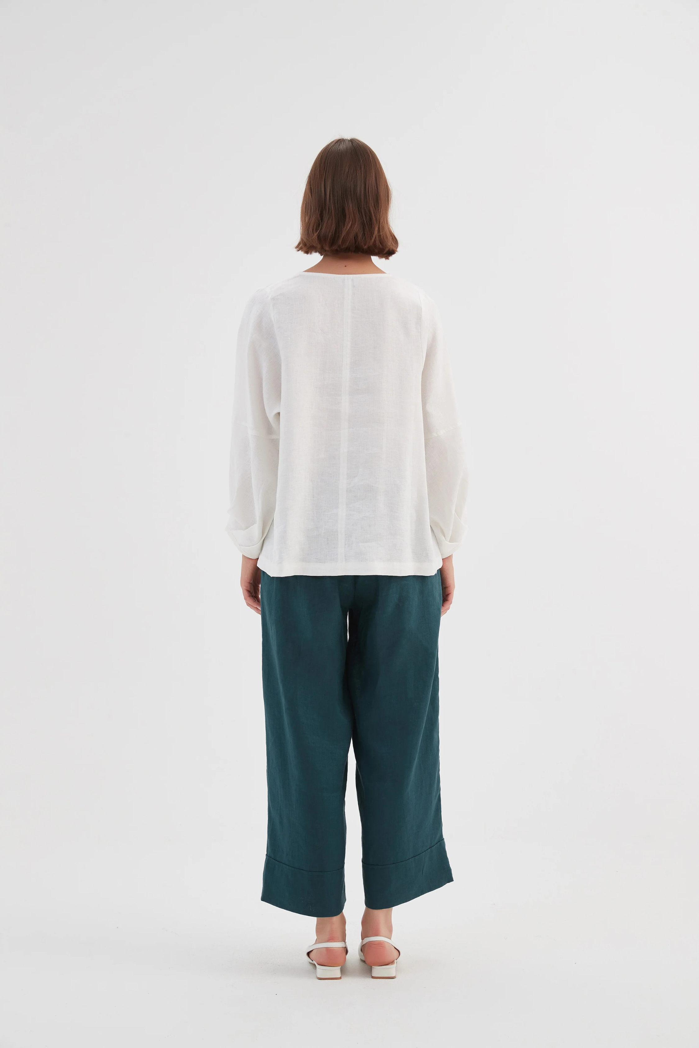 Bishop L/S Linen Top - White