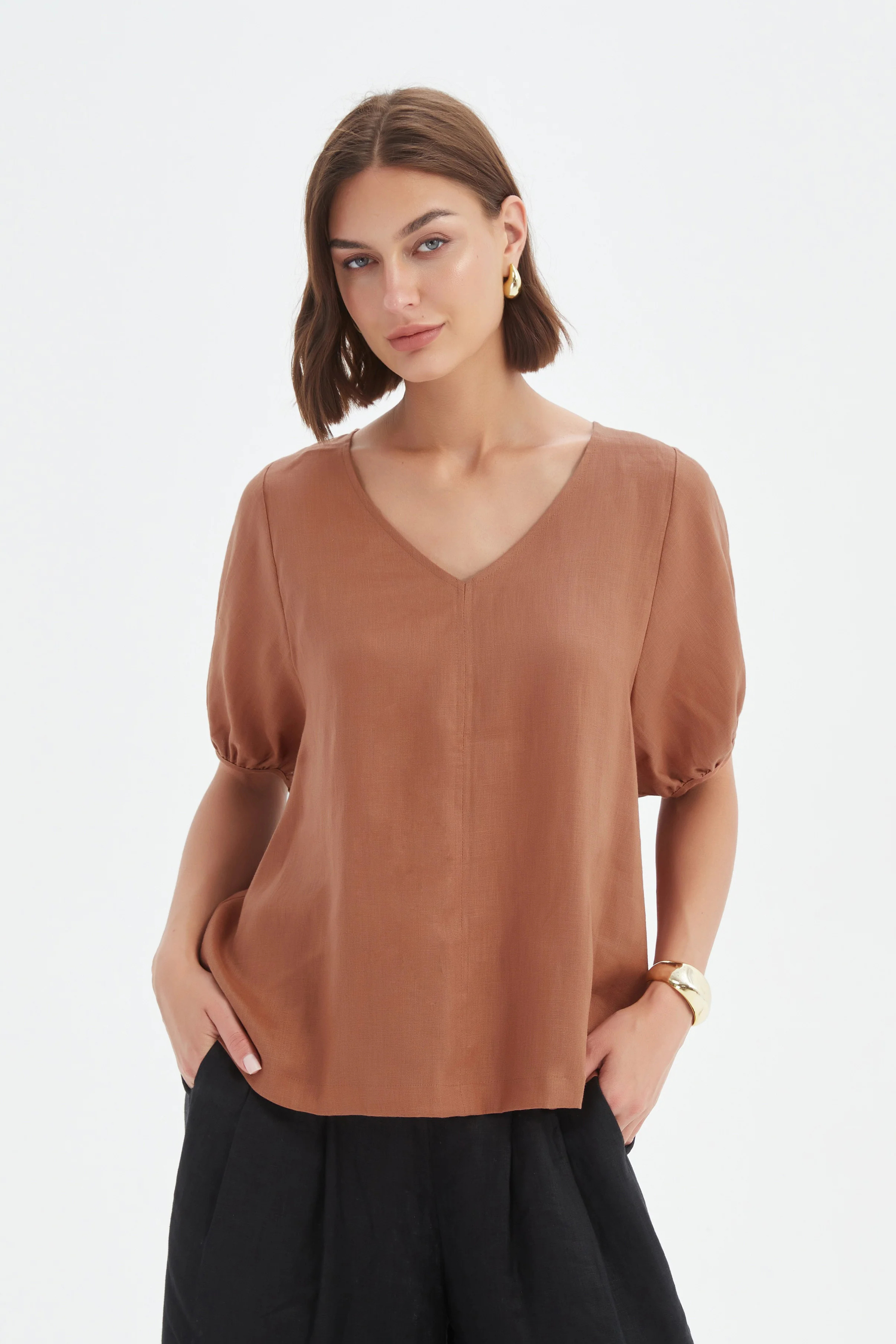Bishop Sleeve Top - Cedar