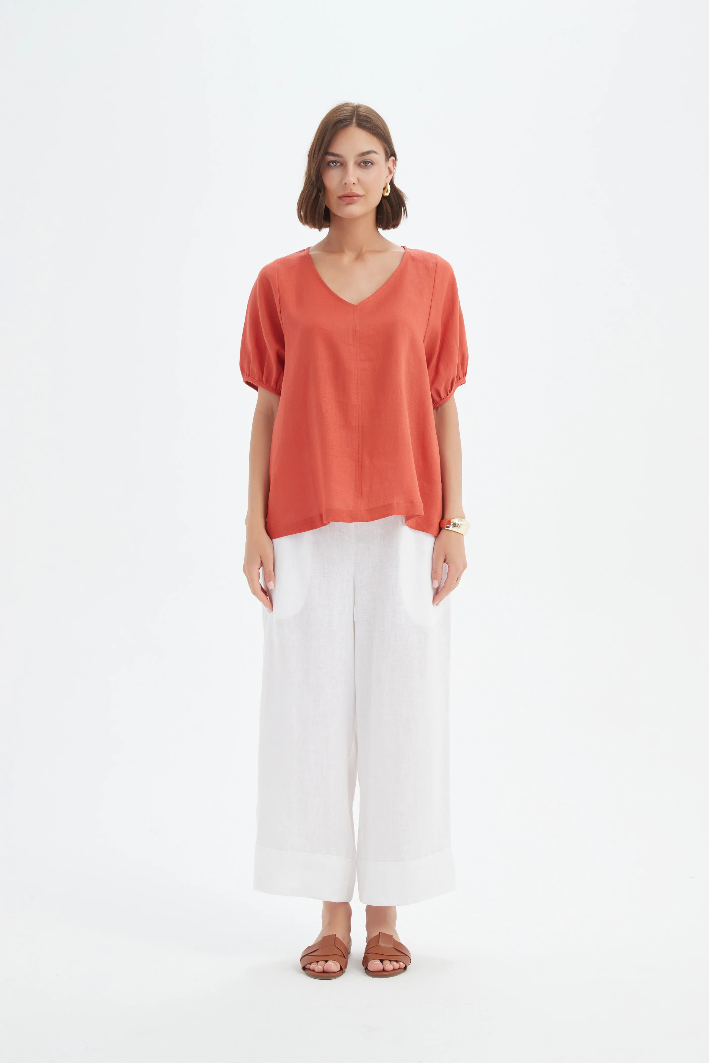 Bishop Sleeve Top - Rust