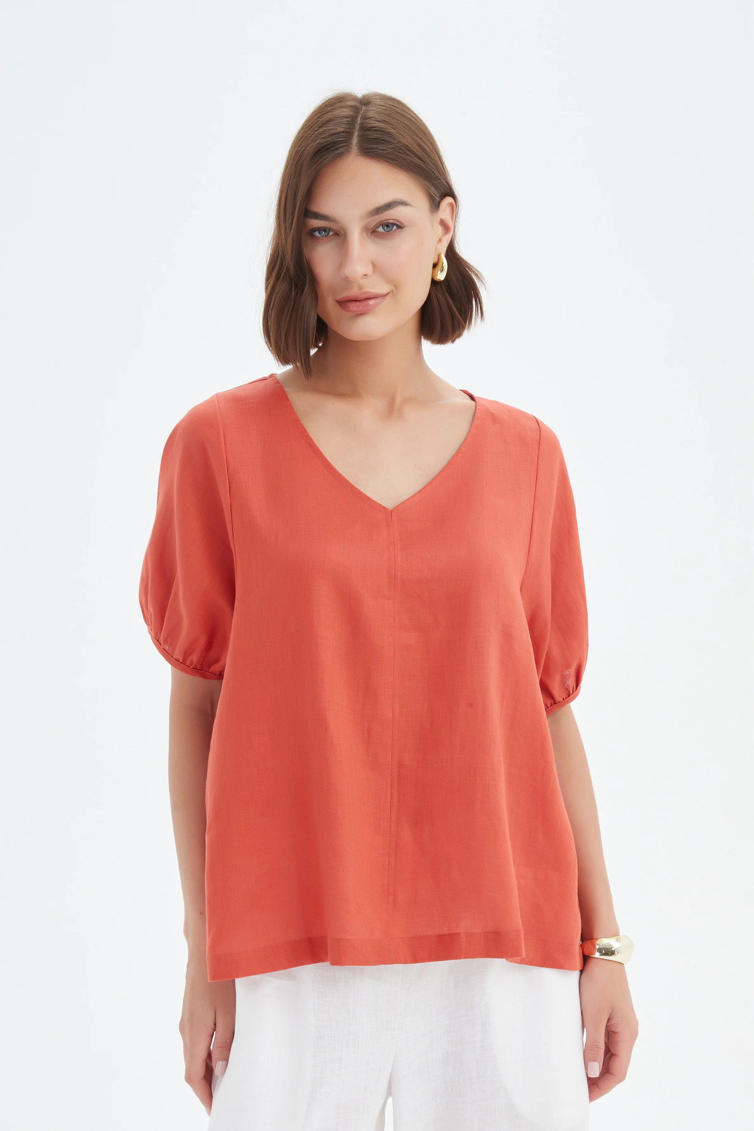 Bishop Sleeve Top - Rust