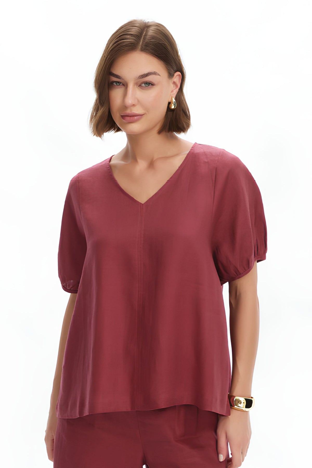 Bishop Sleeve Top - Brick