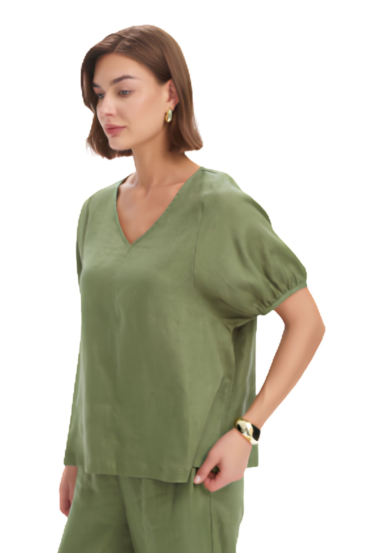 Bishop Sleeve Top - Olive