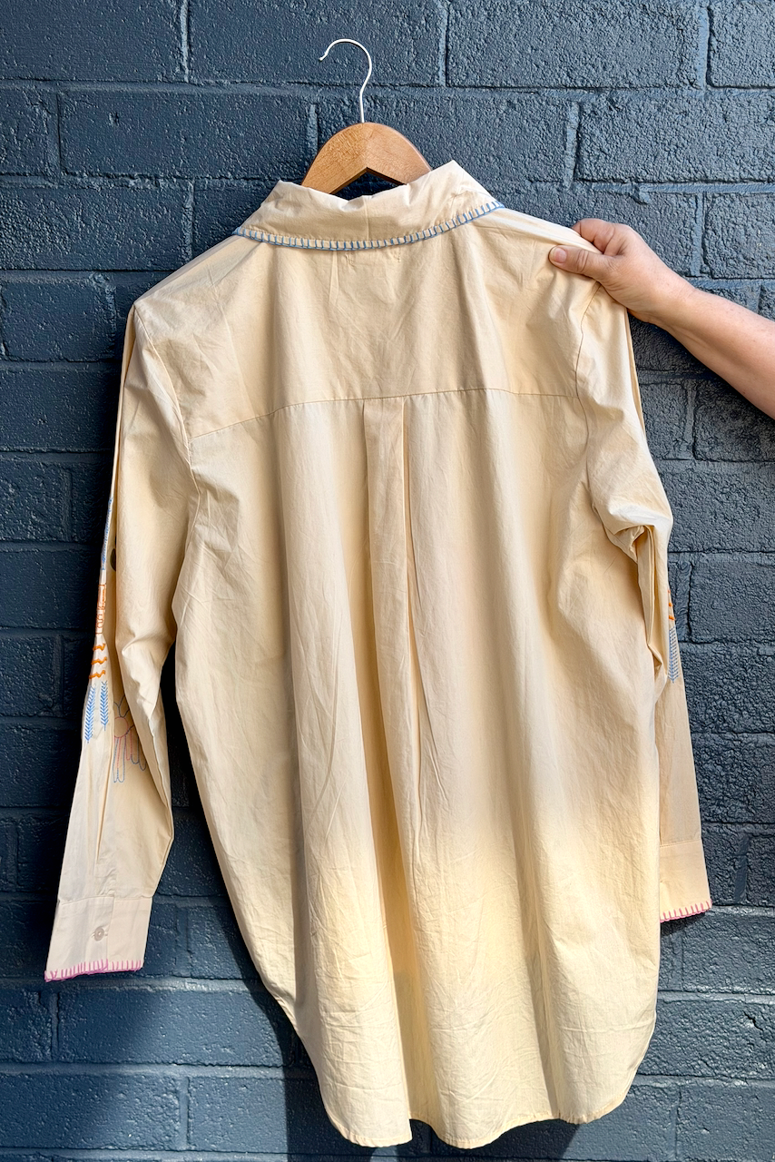 Zoda Cotton Shirt - Blanket Stitch