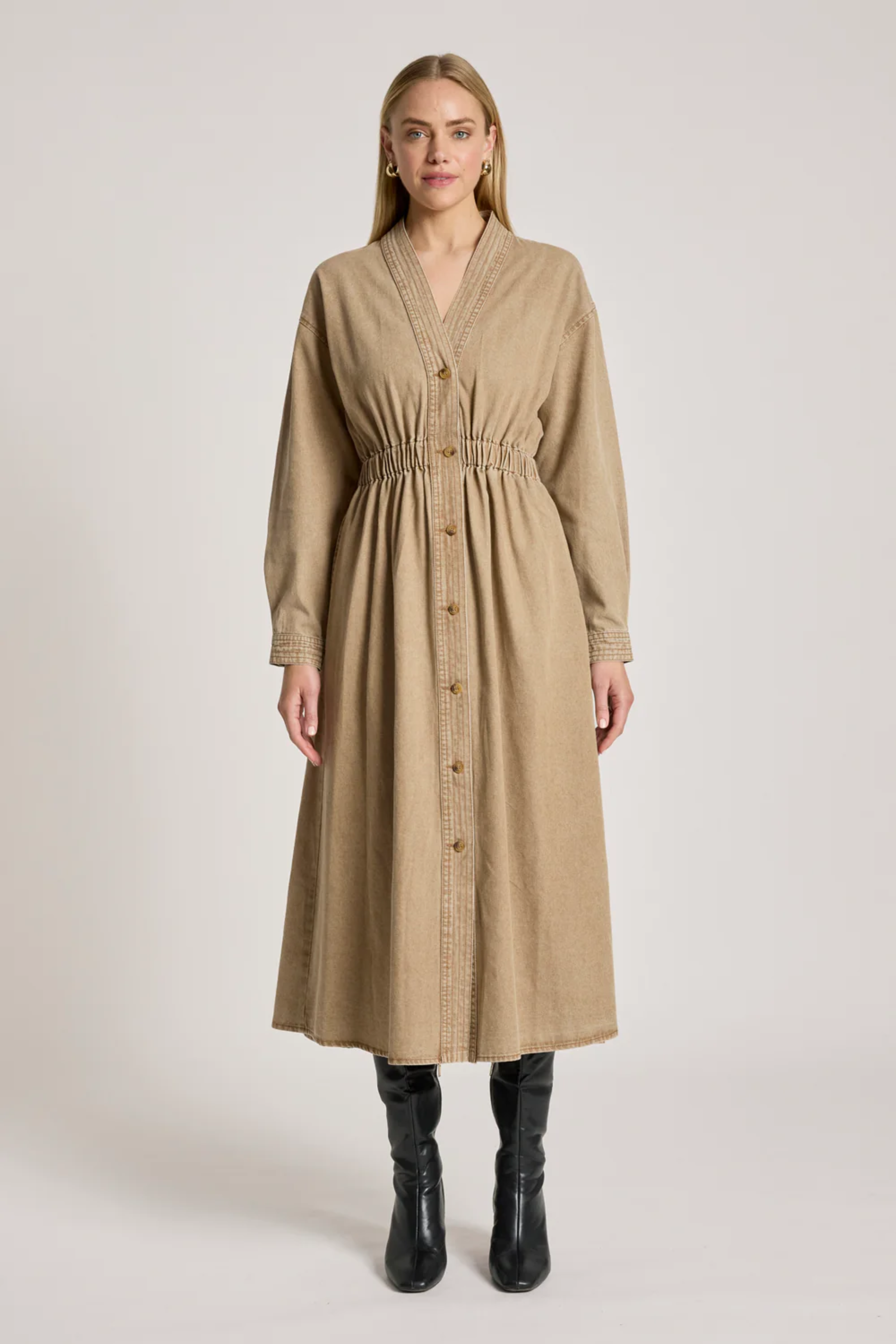 Bodhi Denim Dress - Fawn