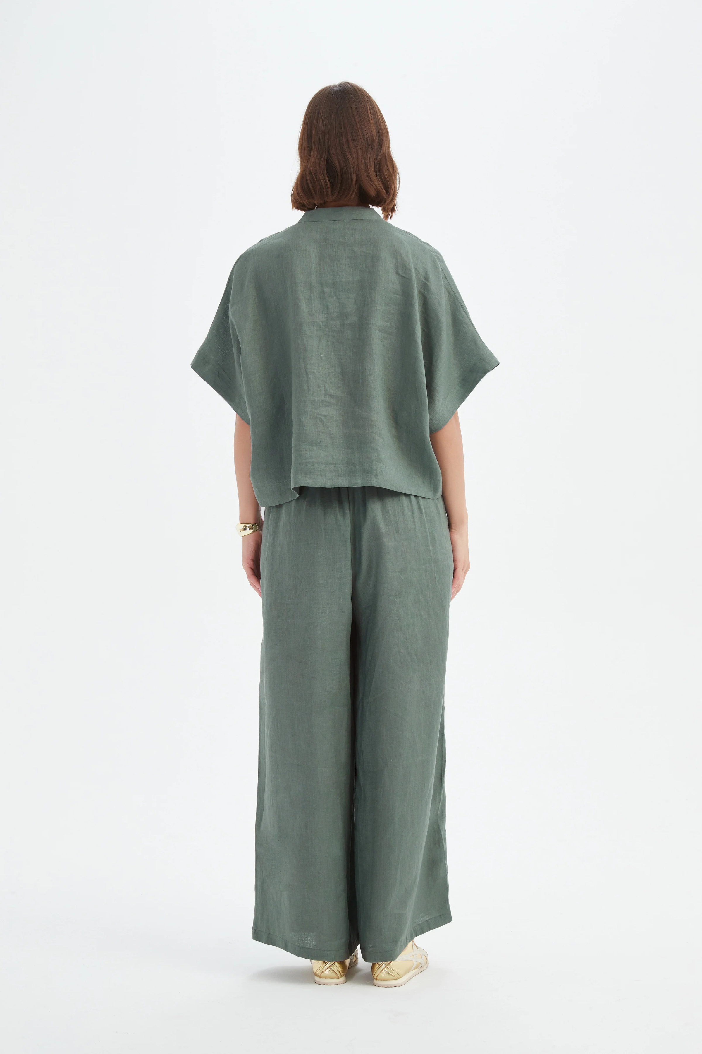 Boxy Button Linen Shirt - Petrol