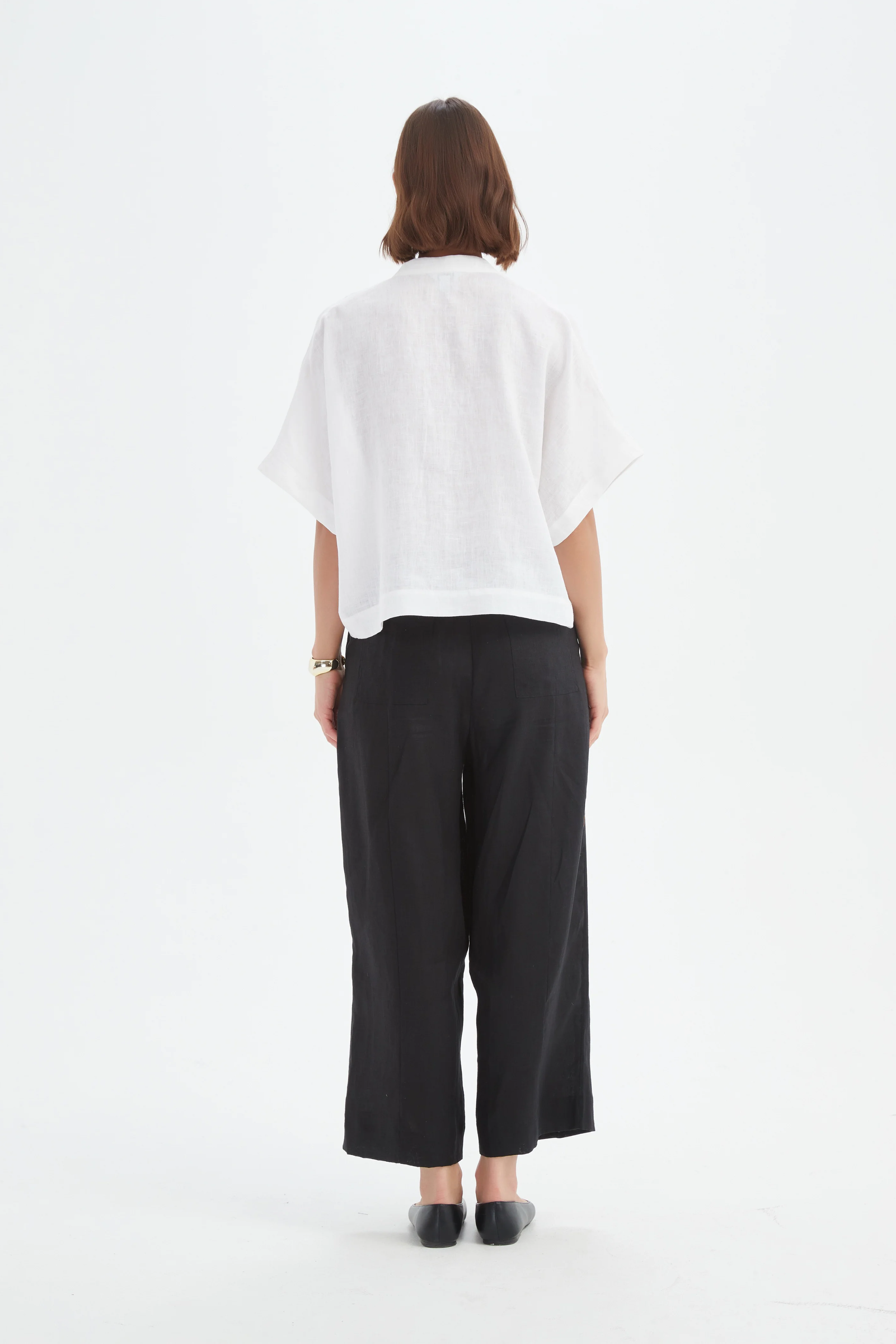 Boxy Button Linen Shirt - White