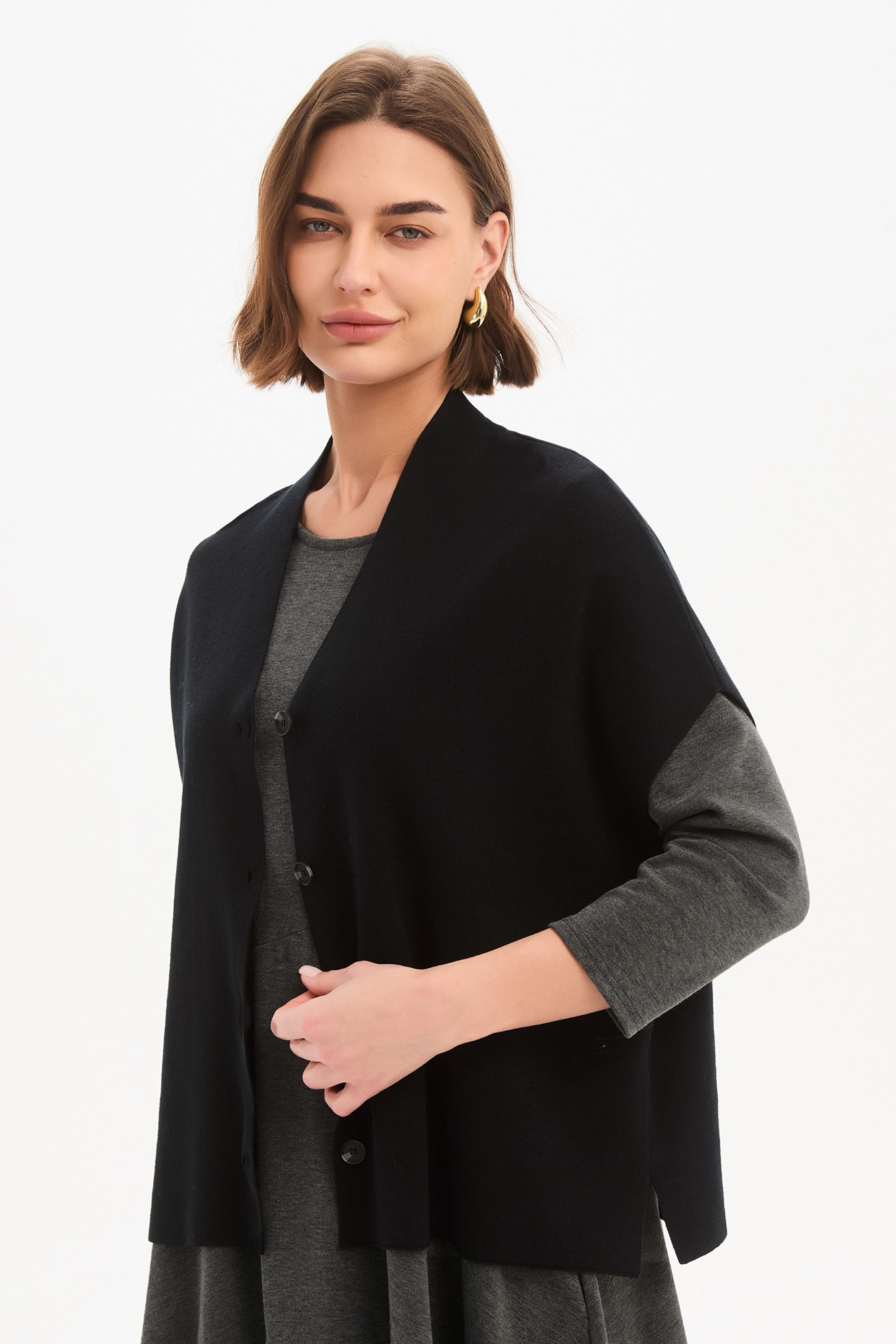 Button Up Knit Vest - Black