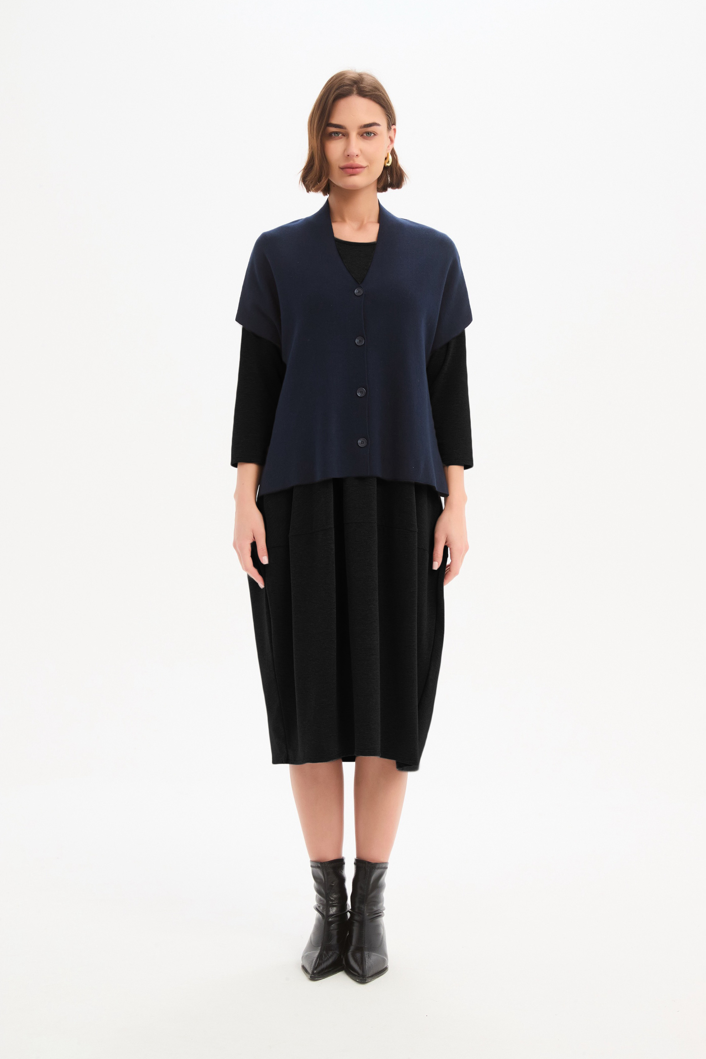 Button Up Knit Vest - Navy
