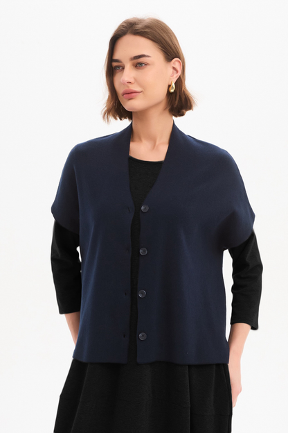 Button Up Knit Vest - Navy