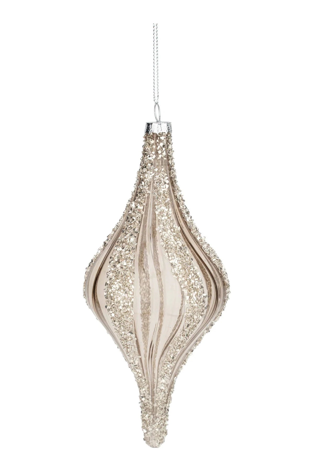 14cm Silver Encrusted Lined Long Drop