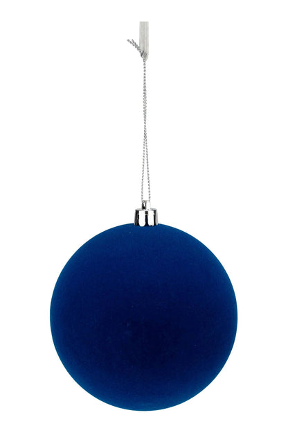 10cm Set of 6 Flocked Royal Blue Ball