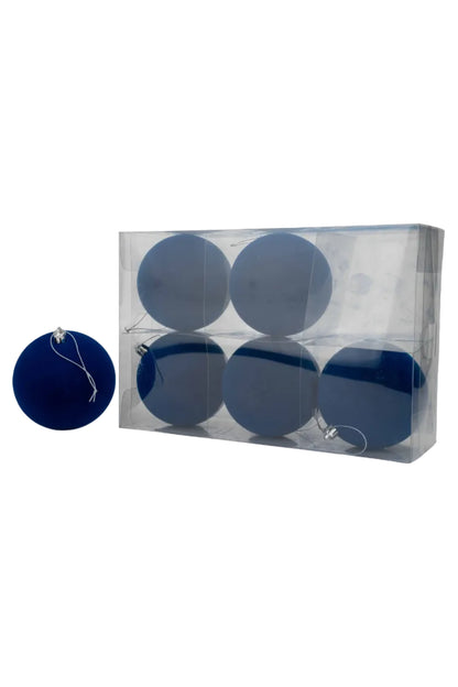 10cm Set of 6 Flocked Royal Blue Ball