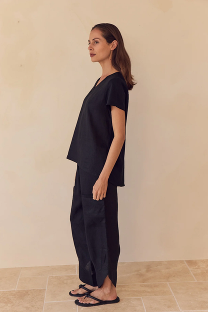 Casual linen Pants - Black