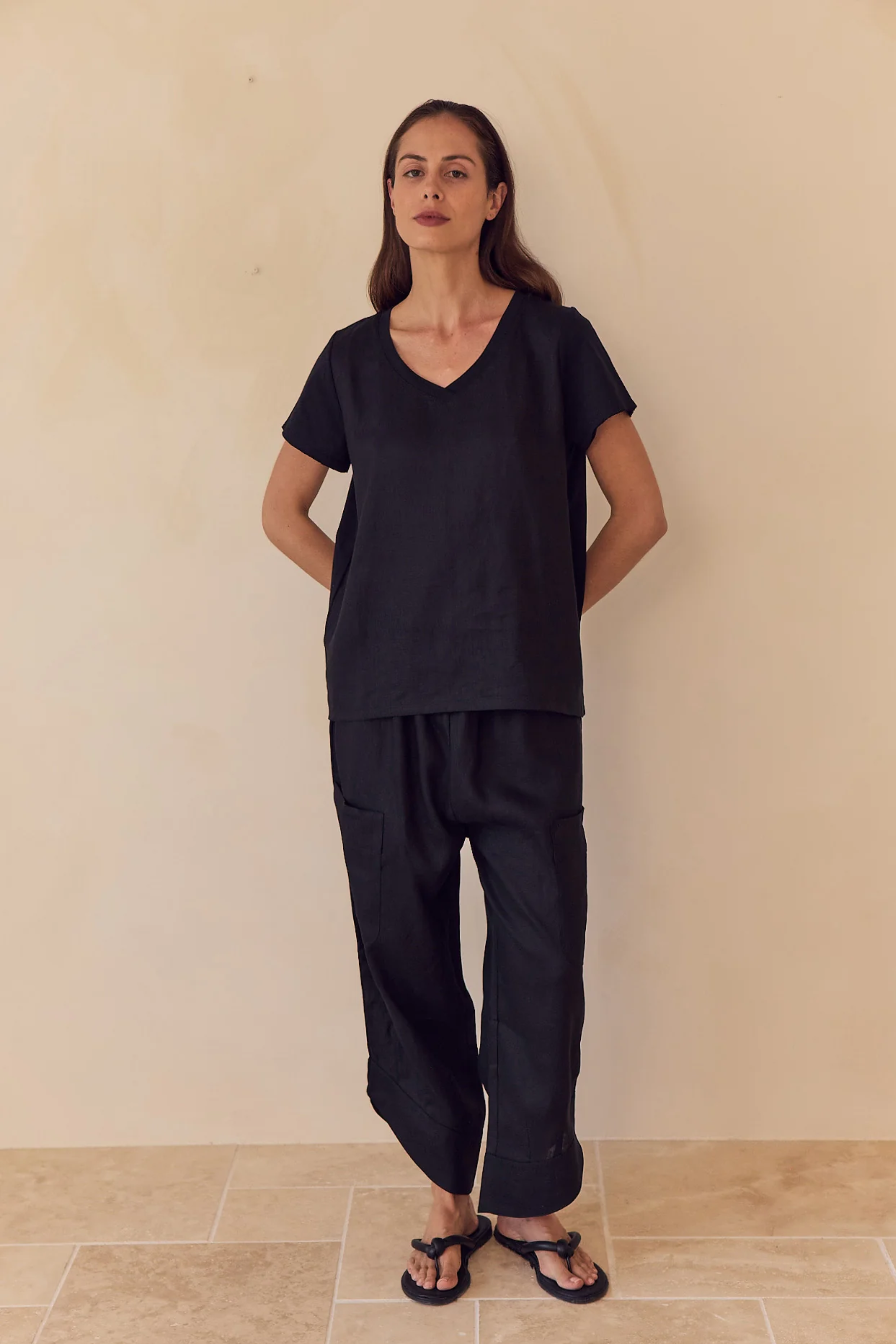 Casual linen Pants - Black