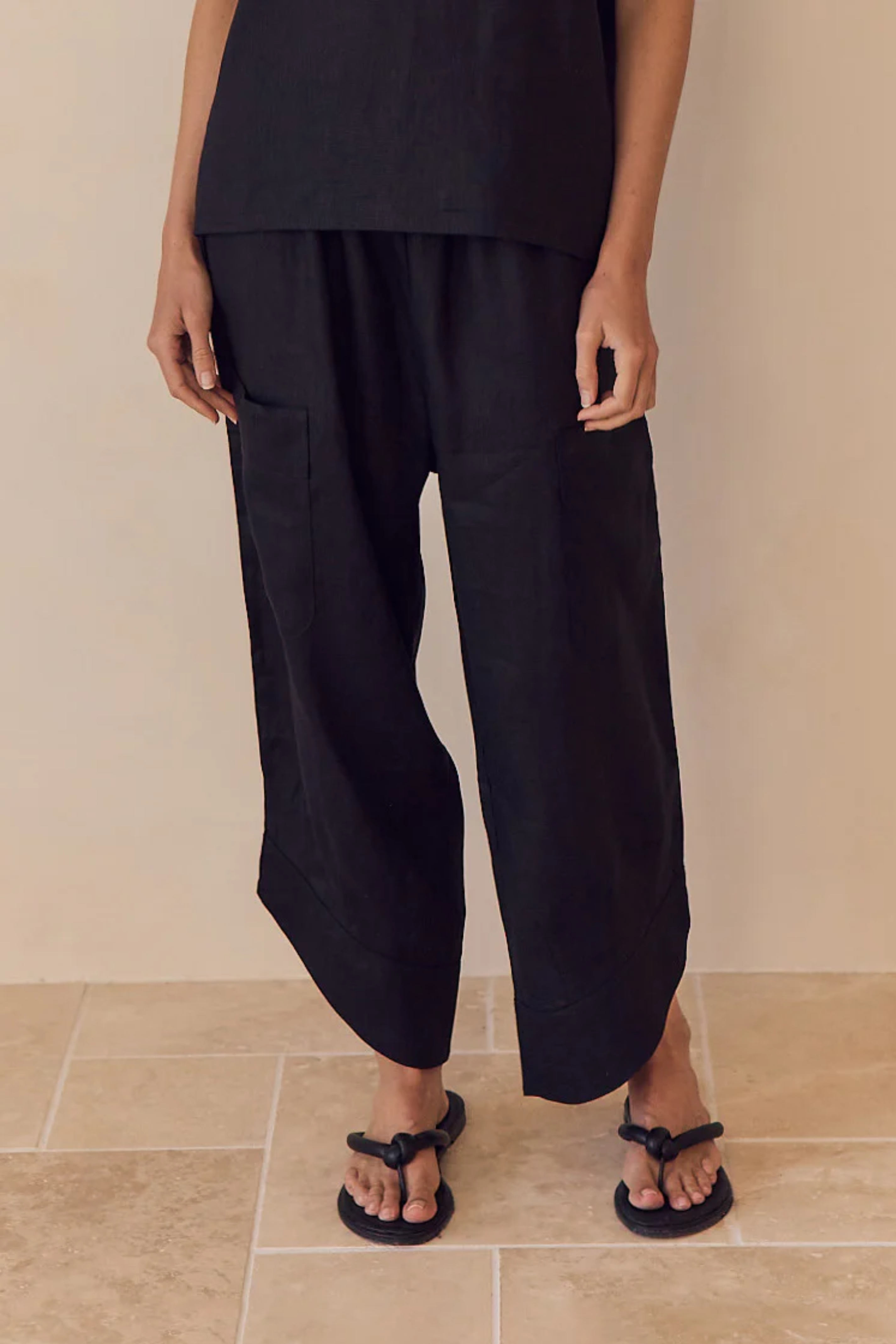 Casual linen Pants - Black