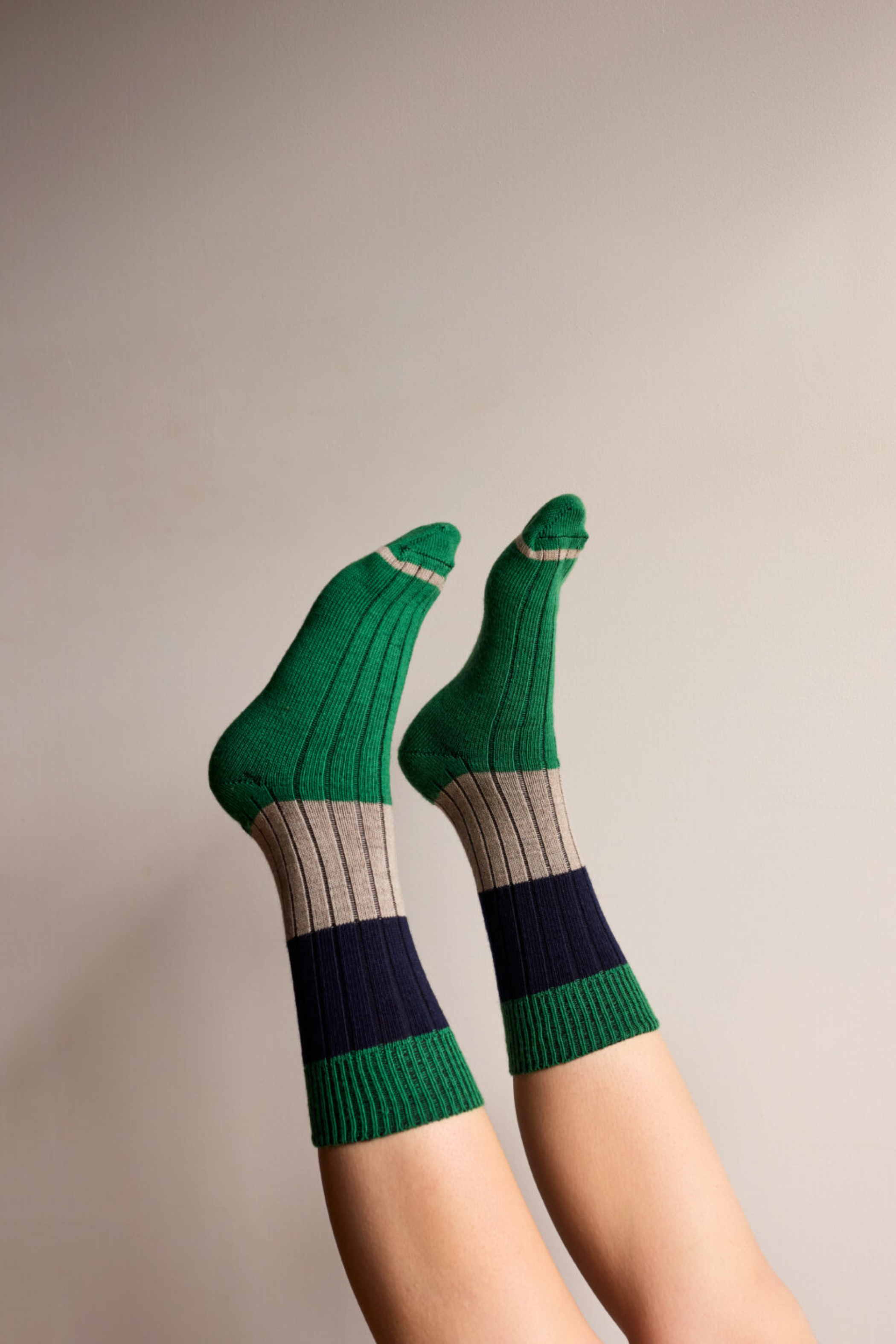 Chunky Rib Wool Socks - Lark Green