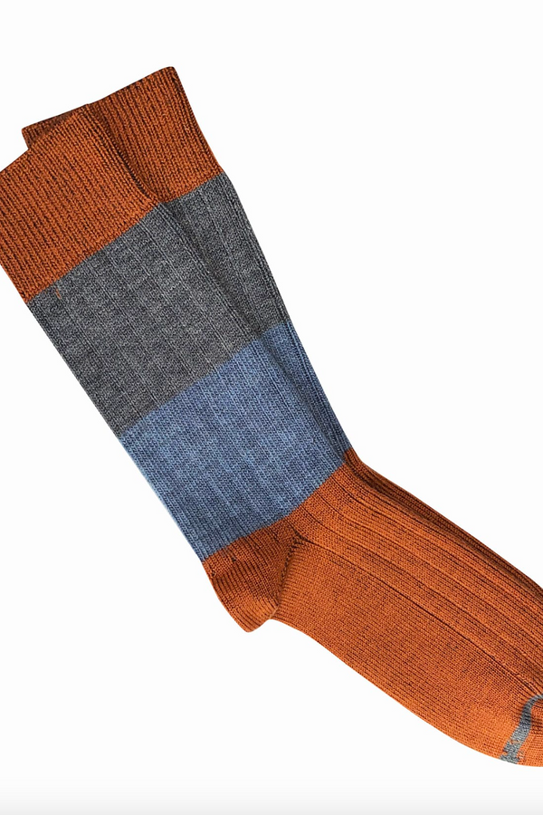 Chunky Rib Wool Socks - Rust