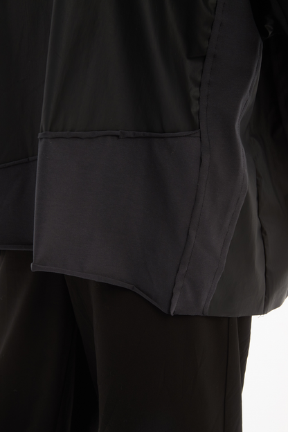 Coated Combi Boxy Top  -Black