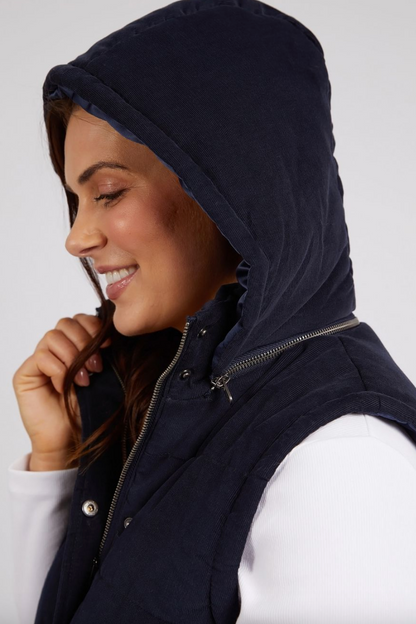 Cord Puffer Vest - Dark Sapphire