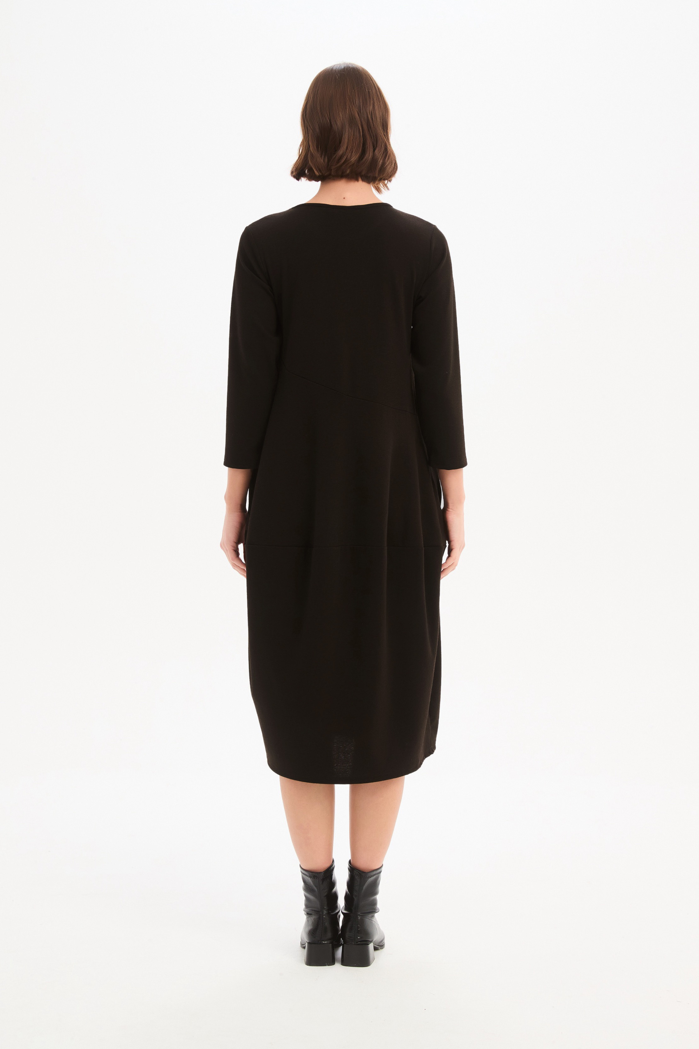 Diagonal Seam Knit Dress - Chocolate