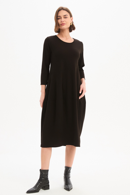Diagonal Seam Knit Dress - Chocolate