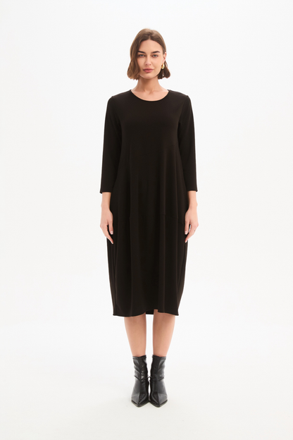 Diagonal Seam Knit Dress - Chocolate