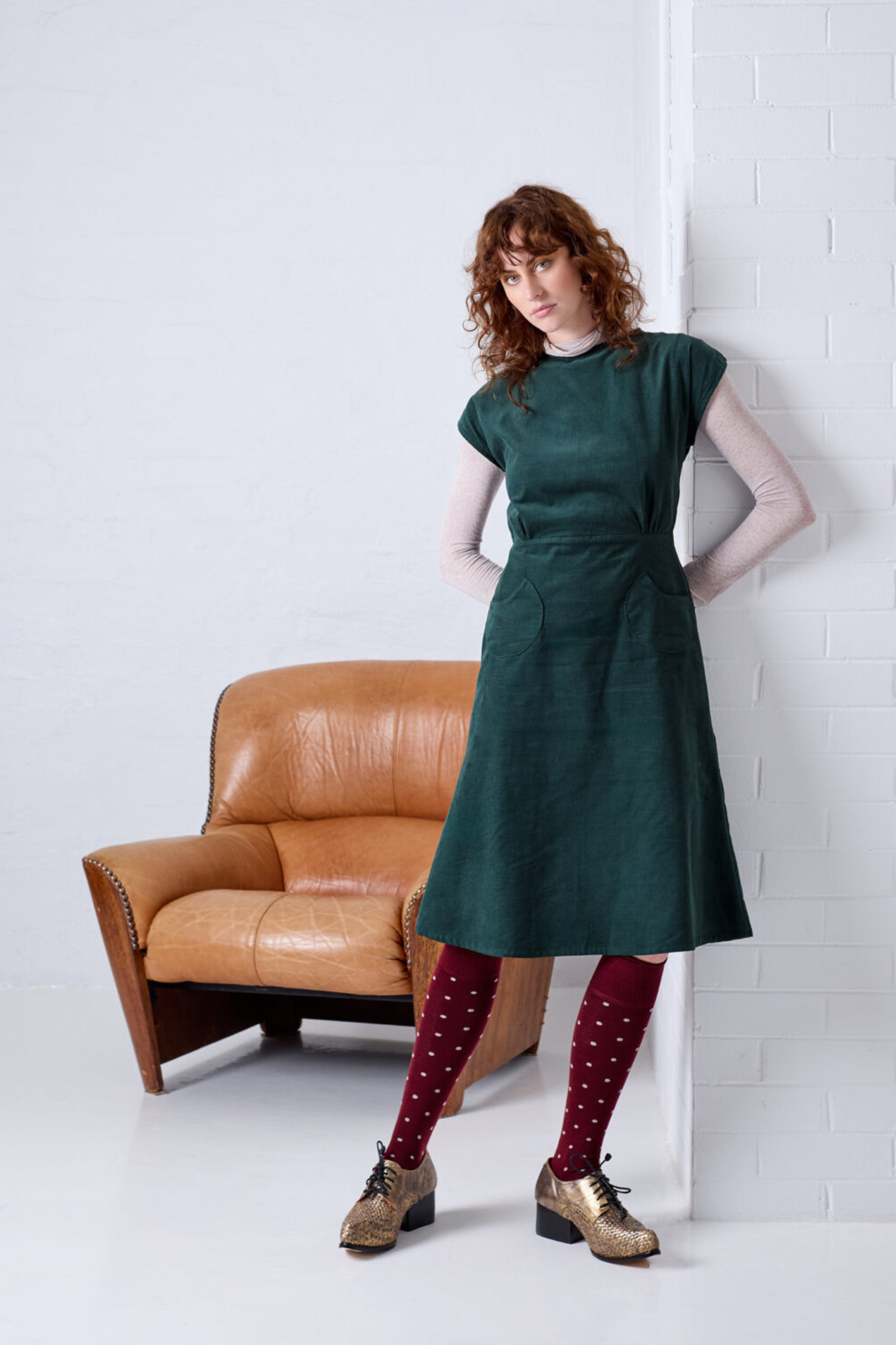 Dotty Knee High Wool Socks