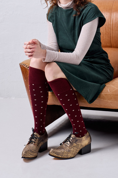 Dotty Knee High Wool Socks