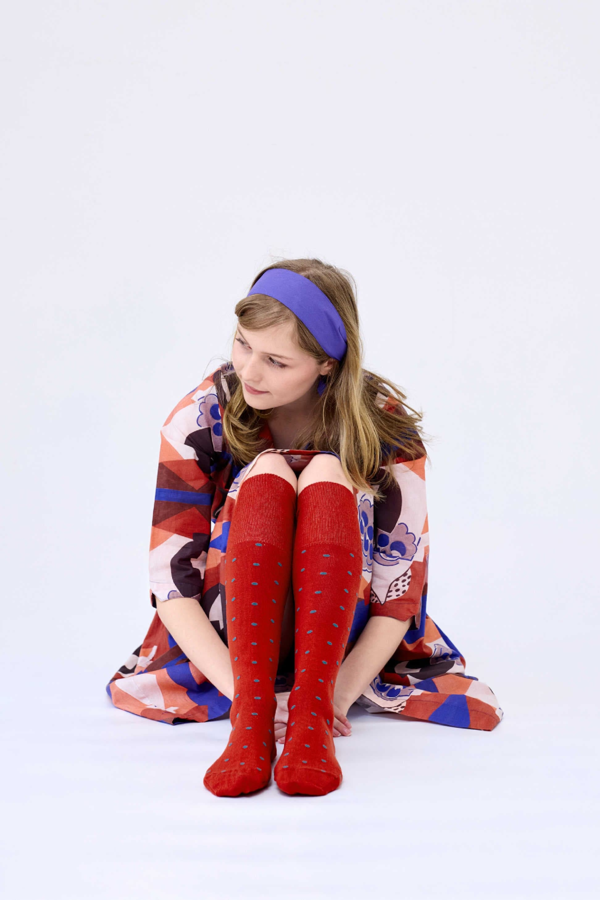Dotty Knee High Wool Socks
