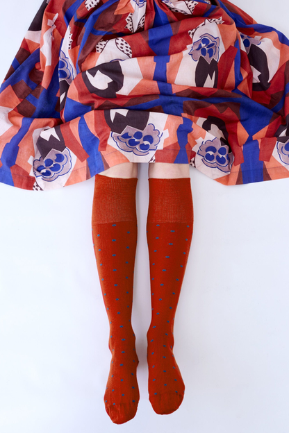 Dotty Knee High Wool Socks