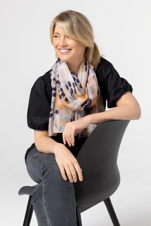 Echinacea Silk Scarf - Tan/Apricot